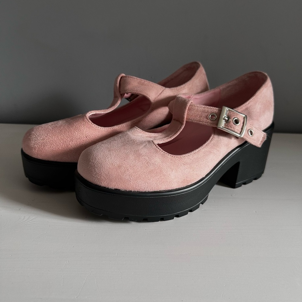 Koi Footwear Pink Suede Mary Jane Platform size 8